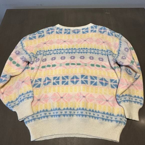 Gitano Ma Vintage M Sweater Pastel Floral Crew Neck 80's Cosplay Easter Spring - Picture 3 of 8